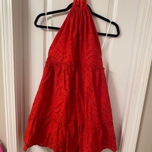 red high neck dress